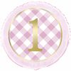 Pink Gingham 1st Bday Foil 18"