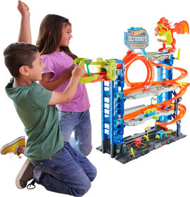 Hot Wheels  Ville  Méga Garage, 2véhicules, rangement pour 50+ véh.