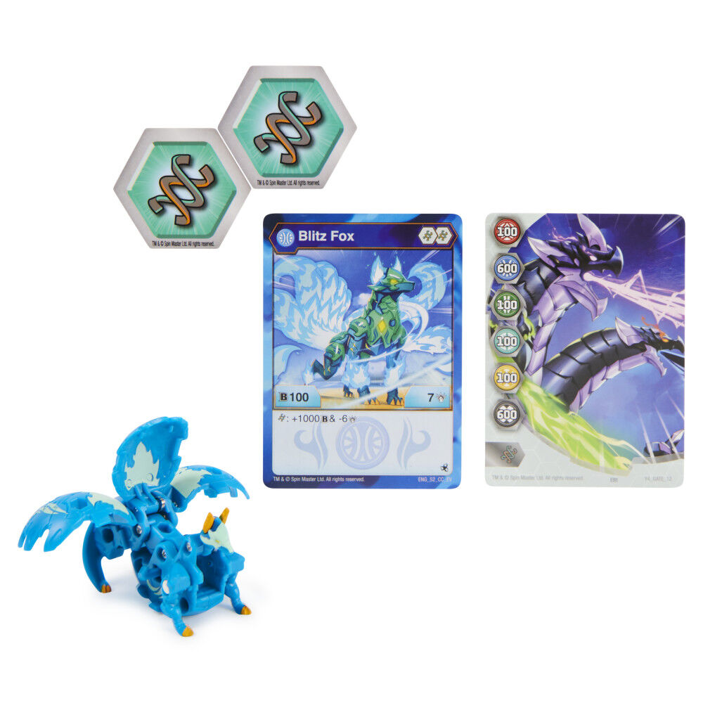 Bakugan Evolutions, Blitz Fox, 2-inch Tall Collectible Action Figure and Trading Card