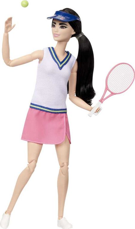 Barbie Made to Move Basketball Player Doll & Accessories, Brunette Doll Wearing Uniform with Ball