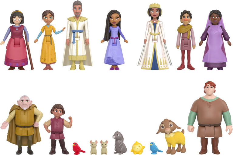 Disney's Wish Kingdom of Rosas Character Small Doll Set, 10 Posable Mini Dolls & 5 Friend Figures - R Exclusive