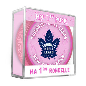 NHL Toronto Maple Leafs new fan is born logo on pink puck in cube