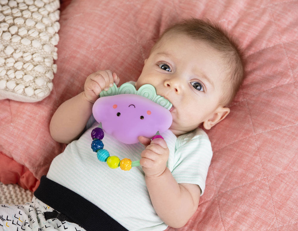 B. toys Rain Glow Squeeze Light Up Baby Rattle
