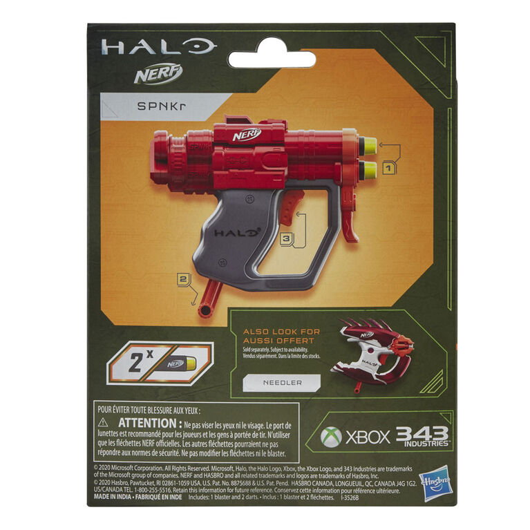Nerf MicroShots Halo SPNKr - Mini Dart-Firing Blaster and 2 Nerf Darts