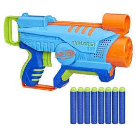 Nerf Elite Jr Explorer Easy-Play Blaster, Easy to Hold and Load and Blast, 8 Nerf Elite Darts, Toy Foam Blasters