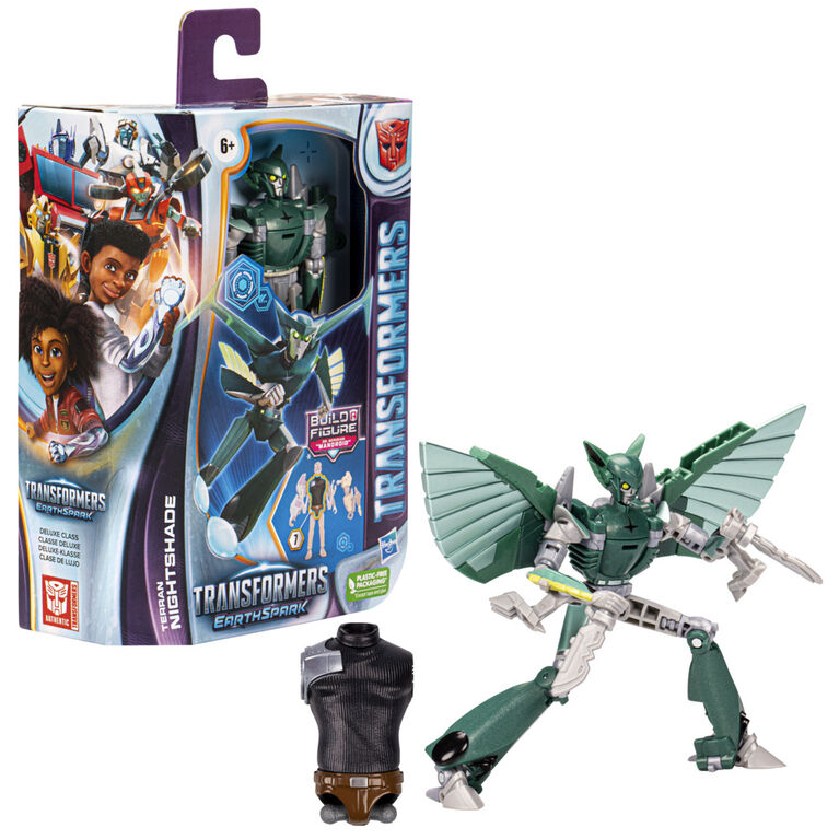Transformers Toys EarthSpark Deluxe Class Terran Nightshade, 5 Inch Action Figure, Robot Toys for Kids