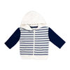 Baby Mode 3 Piece French Terry Jogger Set: Navy Stripe 3-6M