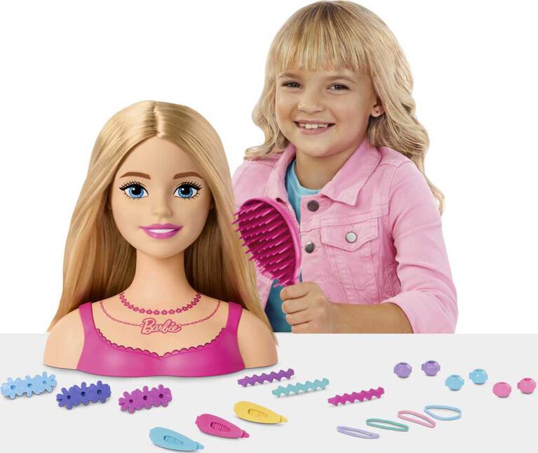 Barbie Tête à coiffer, cheveux blonds, 20accessoires colorés