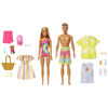 Barbie - Coffret cadeau avec voiture décapotable, piscine, poupées Barbie et Ken en maillot de bain