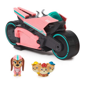 PAW Patrol: The Mighty Movie Motorcycle Toy Vehicle, with Mighty Pups Liberty and Junior Patroller Toy Figures