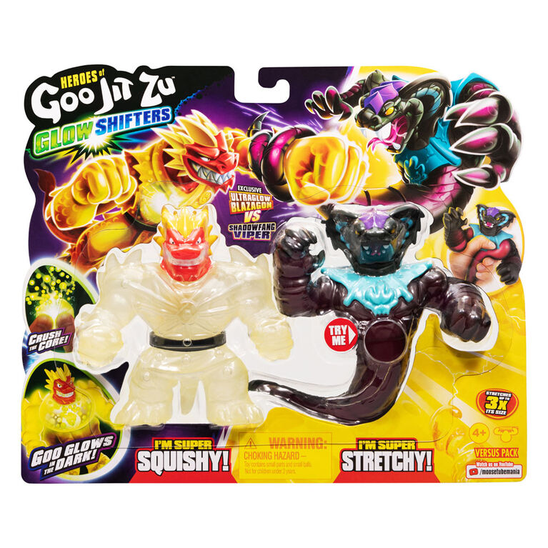 Heroes Of Goo Jit Zu Glowshifters S8 Versus Pk Ultraglow Blazagon Vs Shadowfang Viper