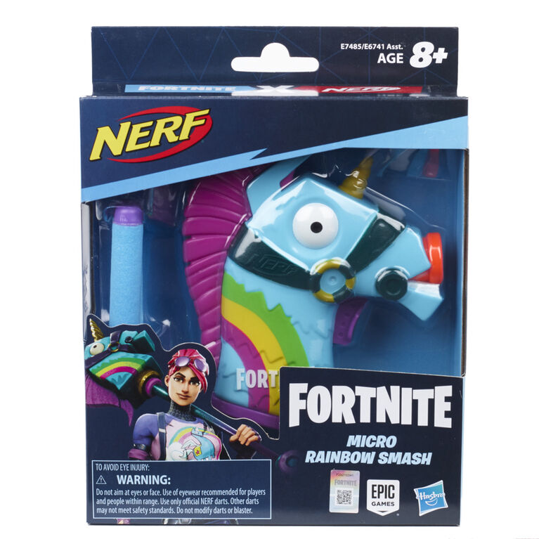 Nerf MicroShots Fortnite Rainbow Smash -- Mini Dart-Firing Blaster