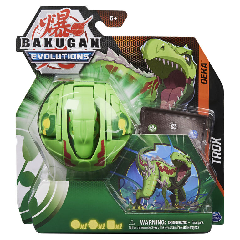 Bakugan Evolutions Deka, Trox (vert), Figurine Jumbo articulée transformable à collectionner et carte à échanger