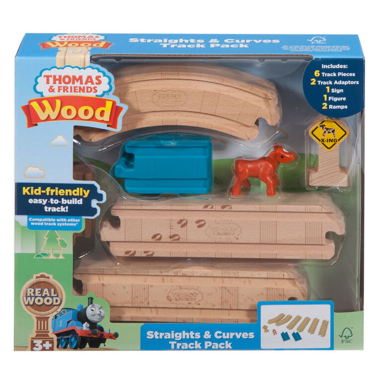 Fisher-Price - Thomas et ses amis - Bois - Coffret Sections de piste droites et courbes