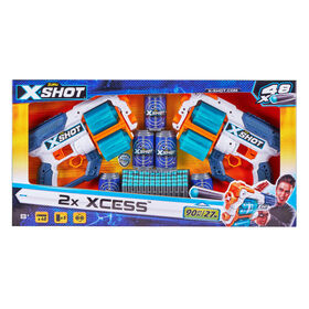 X-Shot Excel Double Xcess Foam Dart Blaster Combo Pack (48 Darts 5 Cans )
