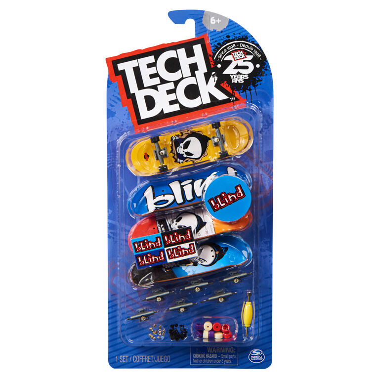 Tech Deck, Ultra DLX Fingerboard 4-Pack, Blind Skateboards, Collectible and Customizable Mini Skateboards