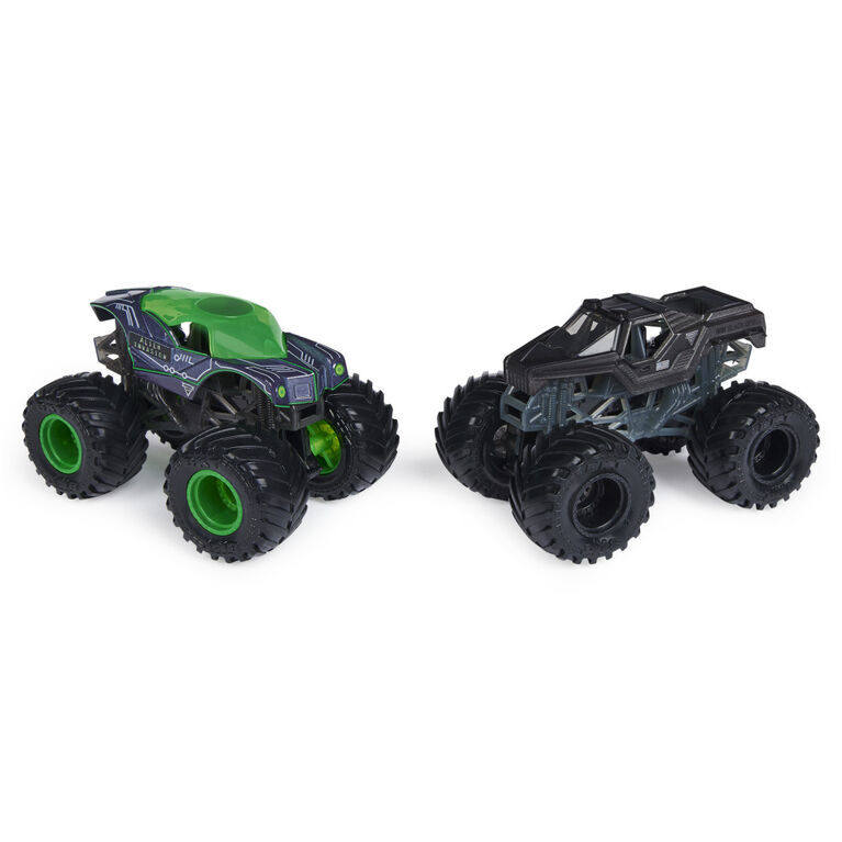 Monster Jam, Official Alien Invasion vs. Soldier Fortune Black Ops Color-Changing Die-Cast Monster Trucks, 1:64 Scale