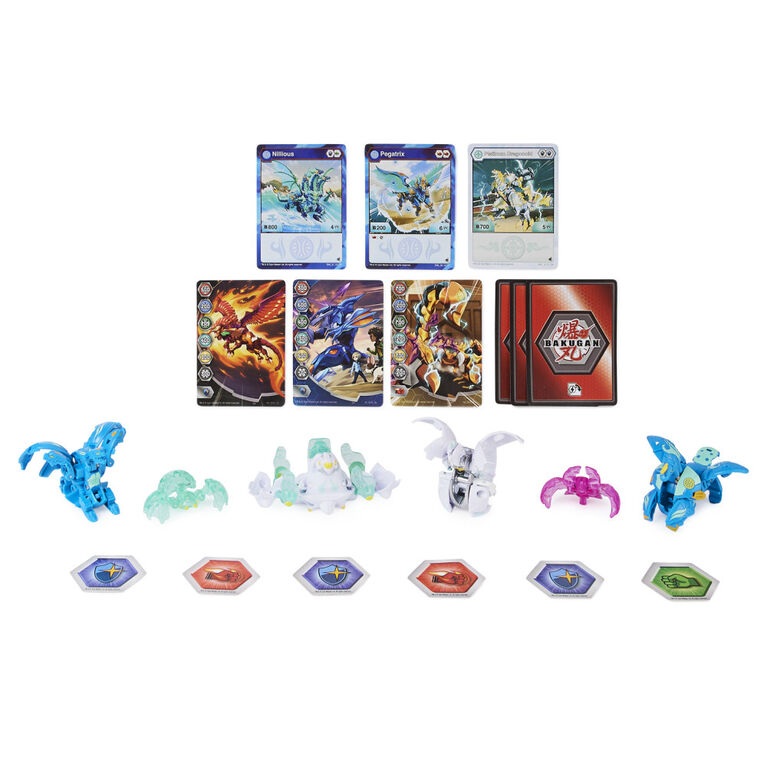 Bakugan Evolutions, Dragonoid and Sluggler Battle Strike Pack, Includes 6 Bakugan Action Figures, 9 Trading Cards and 8 BakuCores