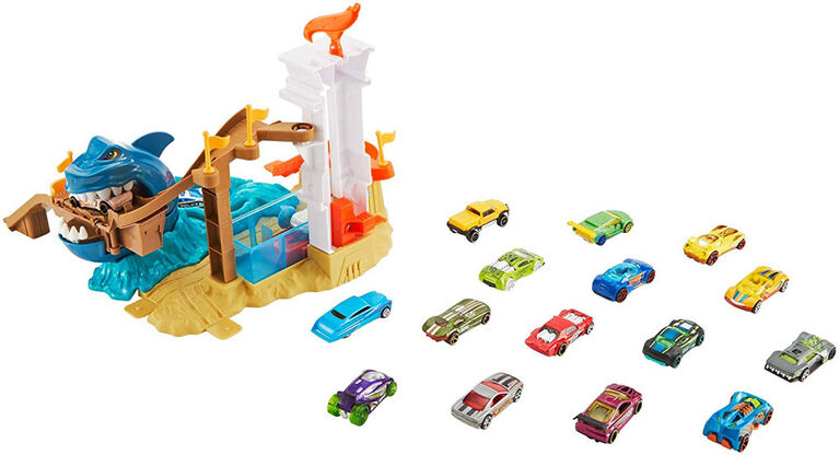 Hot Wheels - Color Shifters - Coffret de jeu Alerte Au Requin