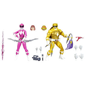 Power Rangers X Teenage Mutant Ninja Turtle figurines Morphed Michelangelo Ranger jaune et April O'Neil