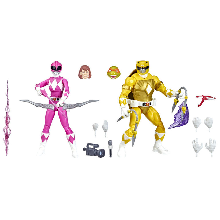 Power Rangers X Teenage Mutant Ninja Turtles Michelangelo Yellow Ranger and April O'Neil Pink Ranger
