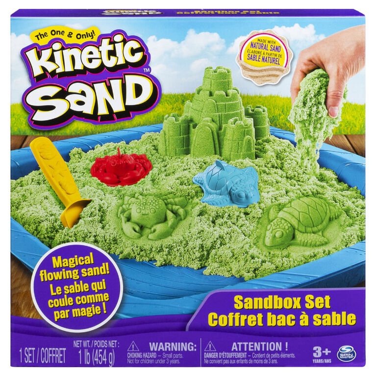 Kinetic Sand, Sandbox Playset with 1lb of Green Kinetic Sand