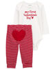 Carter's Two Piece My First Valentine's Day Bodysuit Pant Set Red  18M