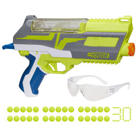 Nerf Hyper, blaster Impulse-40, 30 billes en mousse Nerf Hyper, chargeur-trémie à chargement instantané, jusqu'à 33,5 m/s, lunettes incluses