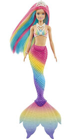 Poupée Barbie Sirène Rainbow Magic ​Barbie Dreamtopia avec cheveux arc-en-ciel et caractéristique de changement de couleur activé par l'eau