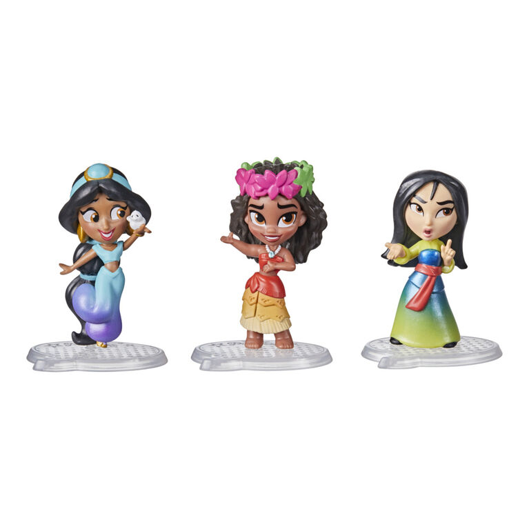 Disney Princesses Comics Minis, ensemble de 3 poupées à collectionner, série 6, boîtes mystères avec feuilles d'autocollants