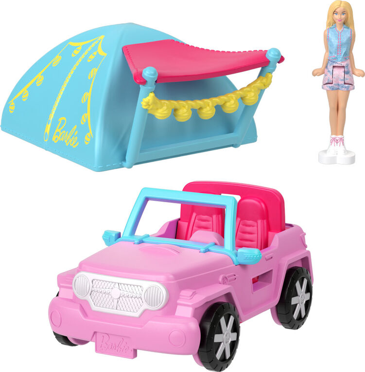 Barbie Mini BarbieLand Coffrets avec poupée 4 cm et véhicule iconique - Jeep