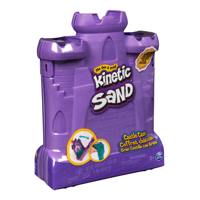 Kinetic Sand, Castle Case with 1lb Teal Play Sand, Multipurpose Play Space  and Storage Container, Sensory Toys for Kids Ages 3 and up