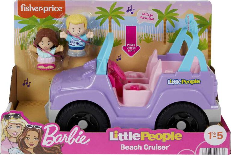 Fisher-Price Little People Barbie Véhicule de plage, musique, sons, 2 figurines - Édition française