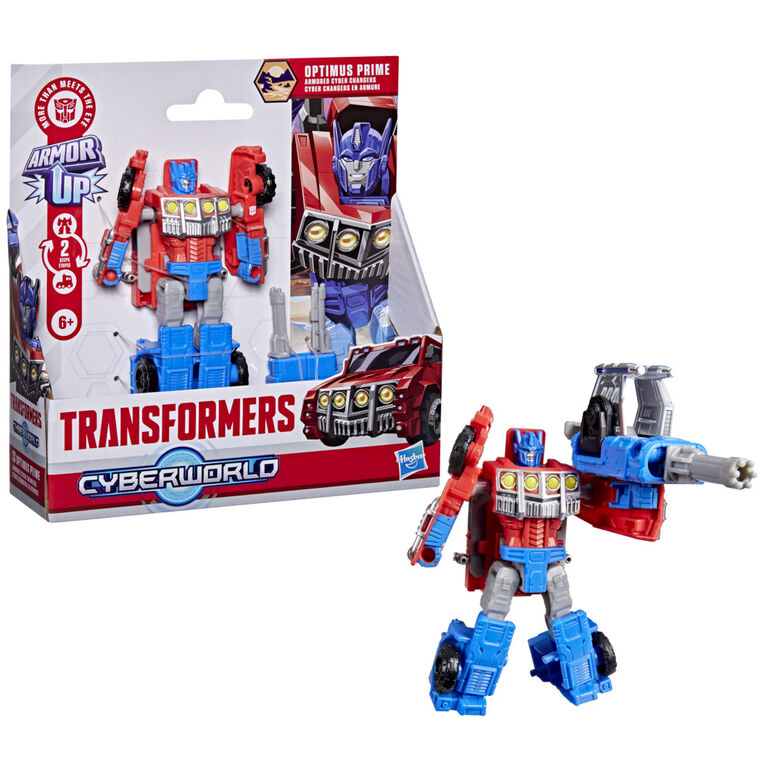 Transformers CYBERWORLD, figurine Cyber Changers Optimus Prime en armure