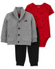 Carter's Three Piece Doubleknit Little Cardigan Set Gray  9M