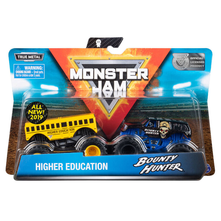 Monster Jam, Official Higher Education vs. Bounty Hunter Die-Cast Monster Trucks, 1:64 Scale, 2 Pack