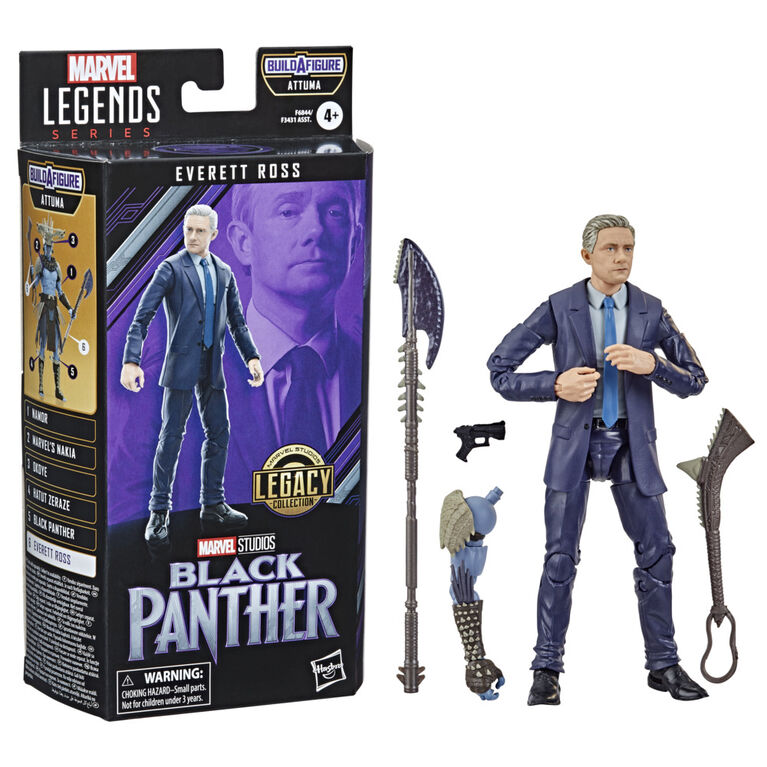 Marvel Legends Series Black Panther Legacy Collection Everett Ross 6-inch MCU Action Figure Toy, 1 Accessory, 3 Build-A-Figure Parts