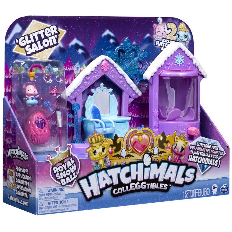 Hatchimals CollEGGtibles, Glitter Salon Playset with 2 Exclusive Hatchimals