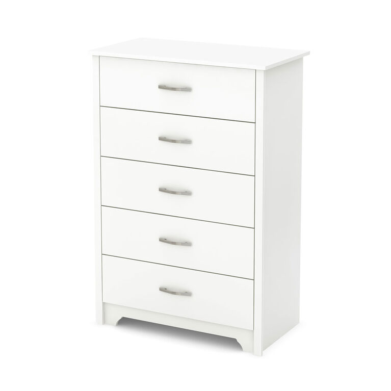 Fusion Commode 5 tiroirs- Blanc solide