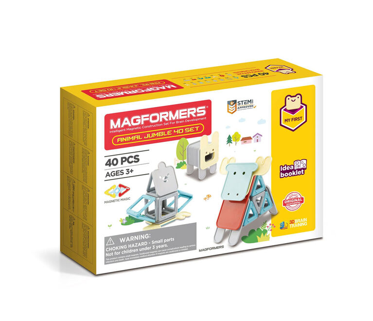 Magformers My First Animal Jumble 40 Pieces Set, Pastel colors