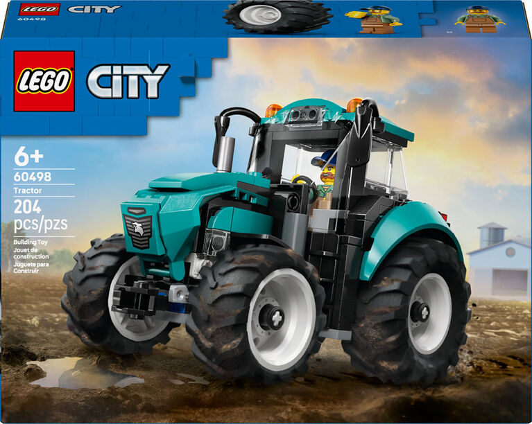 LEGO City Le tracteur - Ensemble de construction avec Fermier sur le Th&egrave;me de la Ferme - Cadeau pour les 6 ans et plus - 60498