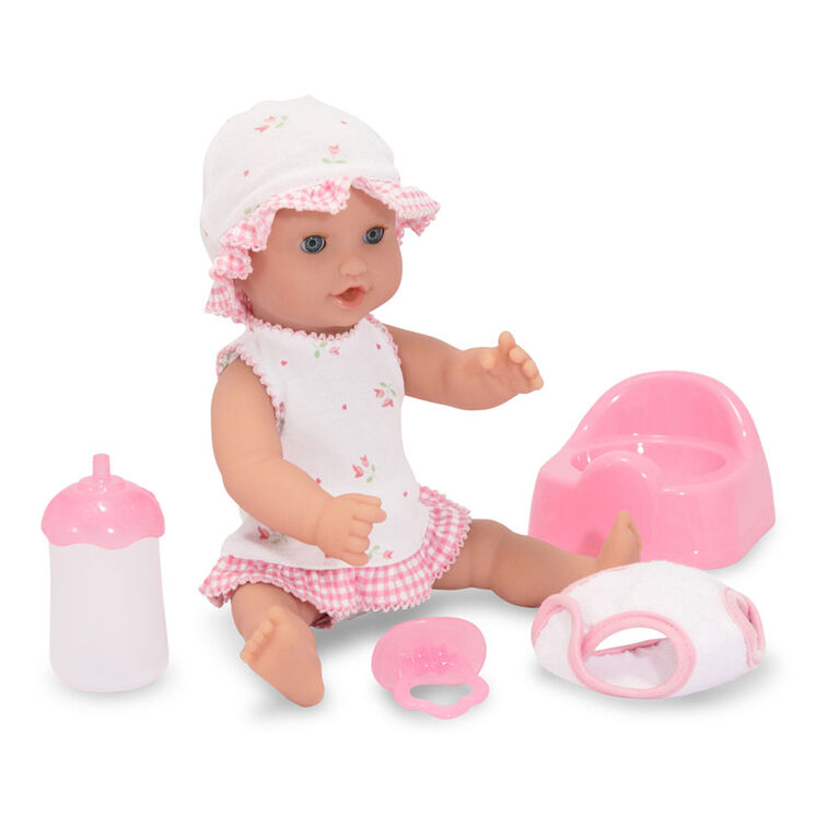 Melissa & Doug Mine to Love Annie Boisson 12 pouces et poupée bébé mouillable avec pot, bouteille, tétine, couche-culotte, robe