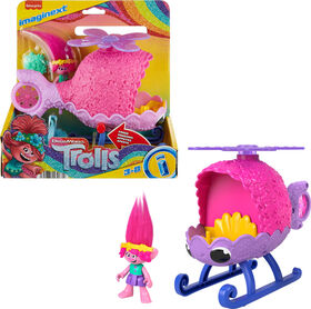 Imaginext DreamWorks Trolls Poppy Figure and Toy Helicopter for Preschool Pretend Play, 4 Pieces - R Exclusive