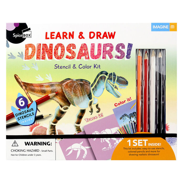 SpiceBox Trousses d'art pour enfants, Imagine, Découvre and dessine les dinosaures, Tranche d'âge - Édition anglaise