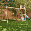 KidKraft - Modern Outdoor Wooden Swing Set / Playset with Fireman's Pole, Reversible Bench - R Exclusive