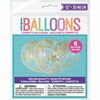 6 Ballons En Latex Transparents Avec Confettis Dorés 12 ``- Pré-Remplis