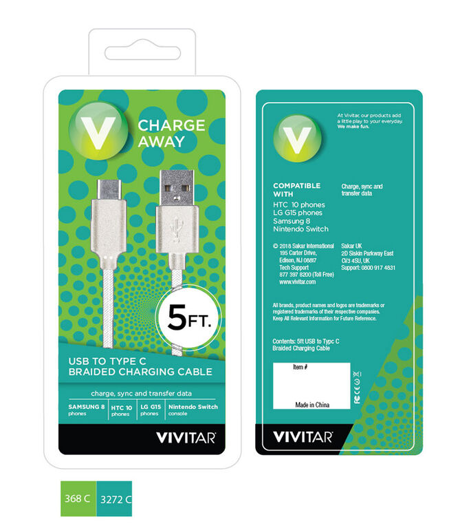 Câble USB-C Blanc Vivitar