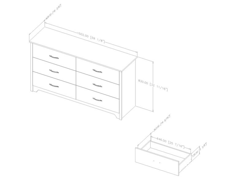 Fusion 6-Drawer Double Dresser- Pure Black