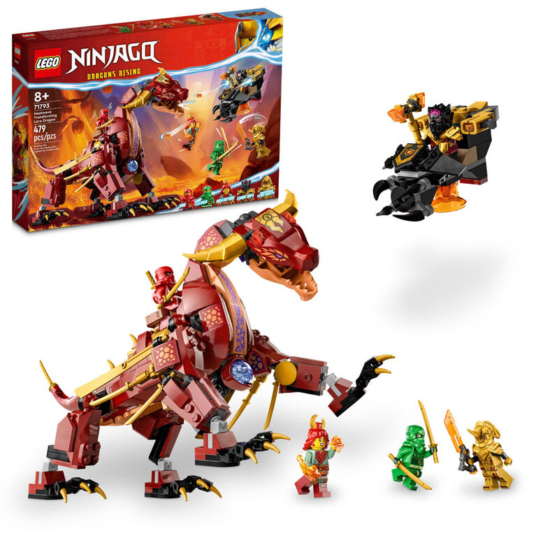 LEGO NINJAGO Heatwave Transforming Lava Dragon 71793 Building Toy Set (479 Pieces)