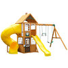 KidKraft - Castlewood Wooden Swing Set / Playset with Clubhouse, Mailbox, Slide and Play Kitchen - R Exclusive